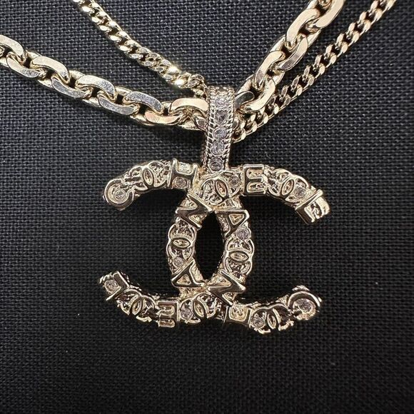 Chanel 21P Metal Double Layer Embossed Necklace - Picture 14 of 14